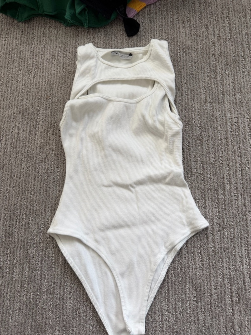 White Cutout Ribbed One-Piece bodysuit